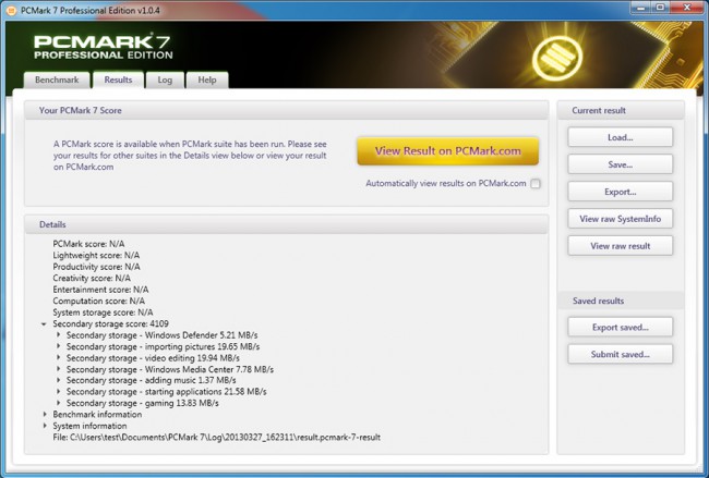 У тесті накопичувачів з пакета PCMark 7 диск набирає 4109 балів