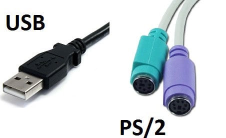 У свою чергу провідні вироби можуть мати тип інтерфейсу PS / 2 і USB